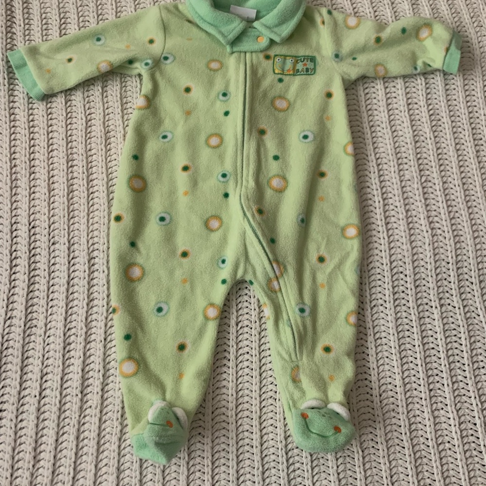 Vintage Green Frog Baby Onesie